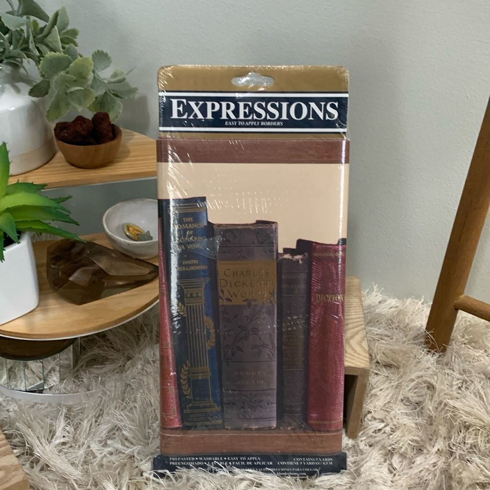 Expressions‎ Easy To Apply Library Book Wallpaper Border 5 Yards